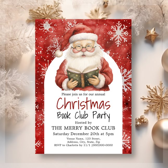 Invitation Red Père Noël Book Club Noël (Créateur téléchargé)