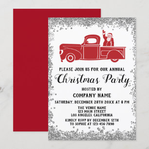 Invitation Red Père Noël Truck Company Fête de Noël Argent