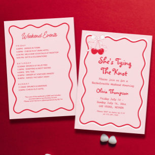 Invitation Red Pink Elle noue la Bachelorette Party