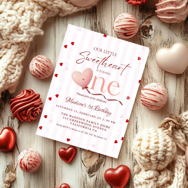Invitation Red Pink Heart Valentine's Day Sweetheart Birthday (Créateur téléchargé)