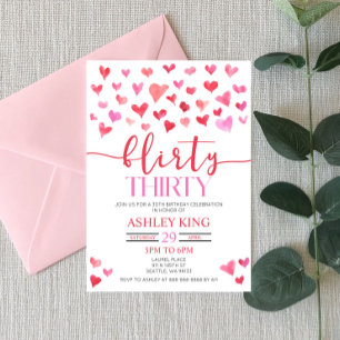 Invitation Red Pink Hearts Flirty Trente fête d'anniversaire