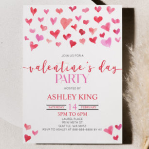 Invitation Red Pink Hearts Saint-Valentin