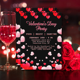 Invitation Red Pink Hearts Saint Valentin's Party Nourriture