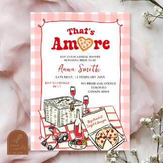 Invitation Red Pink Italian Picnic That's Amore Bridal Shower