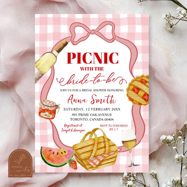 Invitation Red Pink Italian Picnic That's Amore Bridal Shower (Créateur téléchargé)