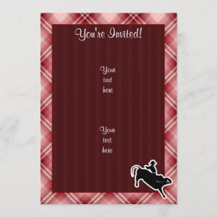 Invitation Red Plaid Bull Rider