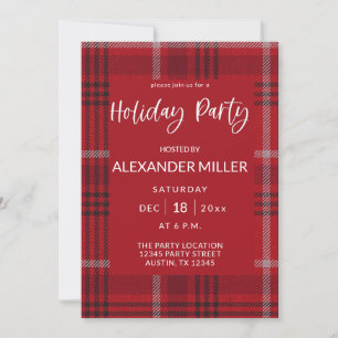 Invitation Red Plaid Flannel Fête
