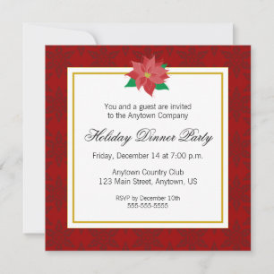 Invitation Red Poinsettia Corporate Dinner Party