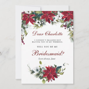 Invitation Red Poinsettia Floral Serez-Vous Ma Femme D'Accuei