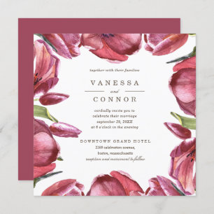 Invitation Red Poppies Classic Boho Floral Mariage