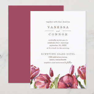 Invitation Red Poppies Elegant Boho Floral Mariage