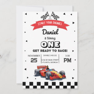Invitation Red Race Car Custom Anniversaire de enfant Party I