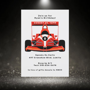 Invitation Red Race Car fête d'anniversaire