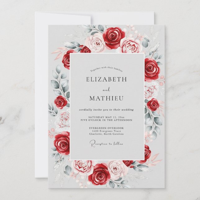 Invitation Red Refined Winter Wedding (Devant)