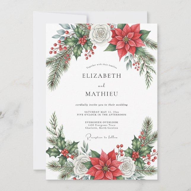 Invitation Red Resplendent Winter Wedding (Devant)
