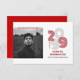 Invitation Red Retro Big Numbers Classe de photo