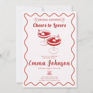 Invitation Red Retro Bridal Shower | Main tirée