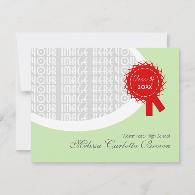 Invitation Red Ribbon Green Graduation (Devant)