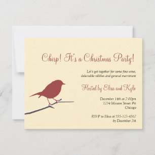 Invitation Red robin branche oiseau Noël fête
