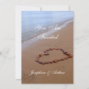 Invitation Red Rocks Heart sur la plage de sable
