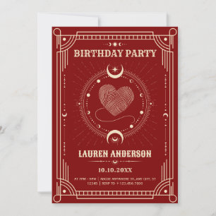 Invitation Red romance tarot boho anniversaire de lune mystiq