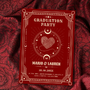 Invitation Red romance tarot boho lune Graduation