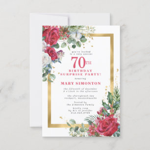 Invitation Red Rose Holly 70e Surprise Party