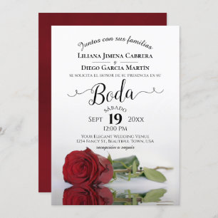 Invitation Red Rose romantique espagnol Boda Mariage