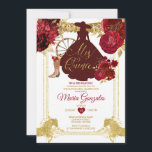Invitation Red Roses Gold Mis Quince 15 Anos Quinceañera<br><div class="desc">Quinceañeran Red Roses Gold Crown Parties scintillant Invitation Mis Quince 15 Anos,  16e anniversaire, </div>