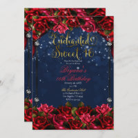 Red Roses Marine Blue Gold Enchanted Sweet 16 16e