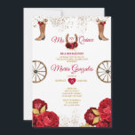 Invitation Red Roses Mis Quince 15 Anos Gold Crown Parties sc<br><div class="desc">Quinceañera Red Roses Gold Crown Invitation Mis Quince 15 Anos,  16e Anniversaire</div>