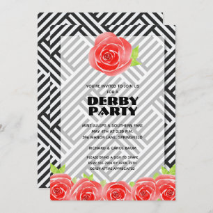 Invitation Red Roses Stripes Derby