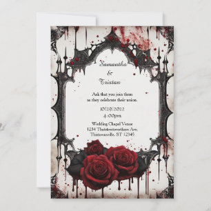Invitation Red Roses Vampire Goth Mariage