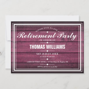 Invitation Red Rustic Barn Wood Retraite Party
