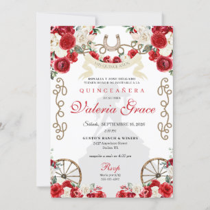 Invitation Red Rustic Western Charro Femme Quinceañera