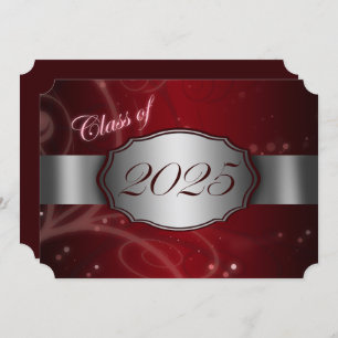 Invitation Red & Silver 2025 Graduation Party