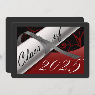 Invitation Red & Silver Graduation Party