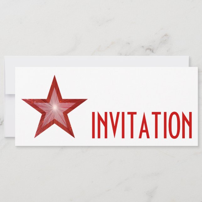 Invitation Red Star 'INVITATION' blanc long (Devant)
