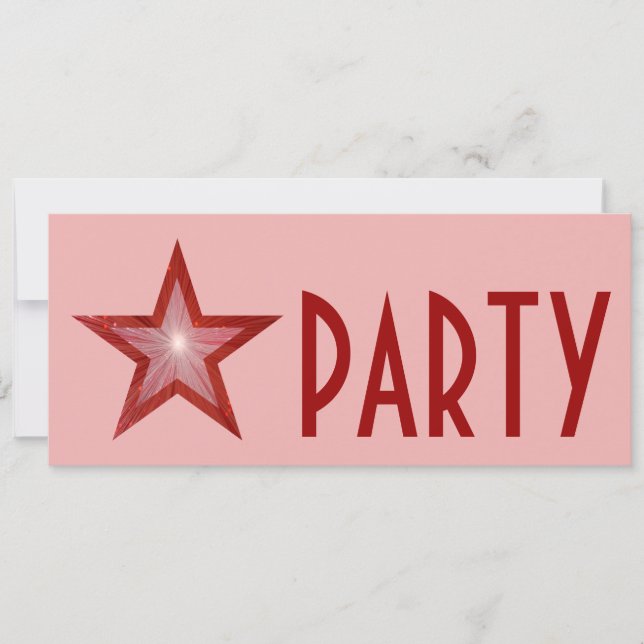Invitation Red Star 'PARTY' rose long (Devant)