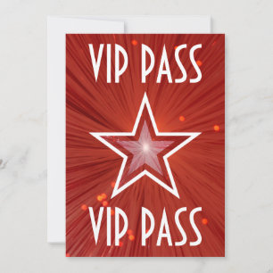 Invitation Red Star 'VIP PASS' blanc