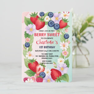 Invitation RED Strawberry 1er fête d'anniversaire