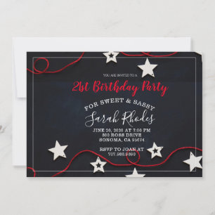Invitation Red String & Stars Sweet Sassy 21e anniversaire