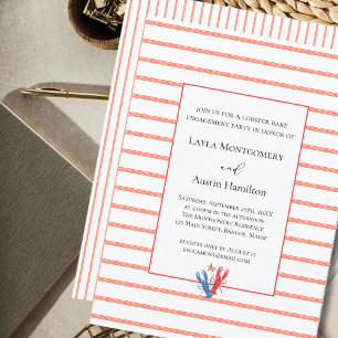 Invitation Red Stripes Minimaliste Lobster Engagement