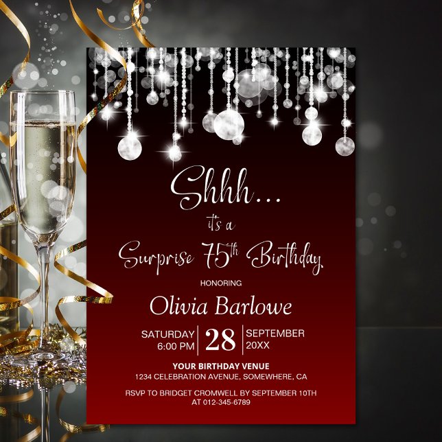 Invitation Red Surprise 75e fête d'anniversaire (Créateur téléchargé)