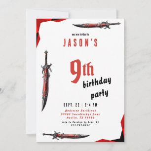 Invitation Red Sword Boy's Birthday Party II