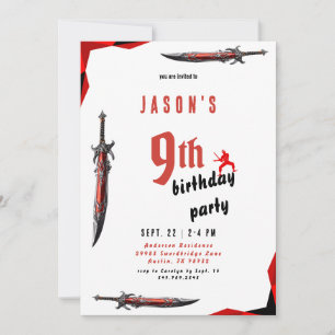 Invitation Red Sword Boy's Birthday Party III