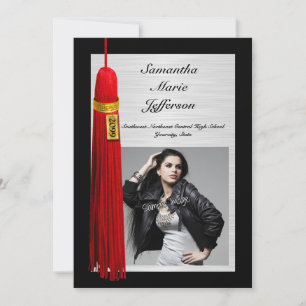 Invitation Red Tassel avec la fête de graduation photo