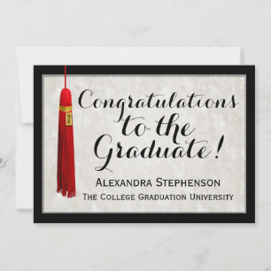 Invitation Red Tassel Félicitations aux diplômés