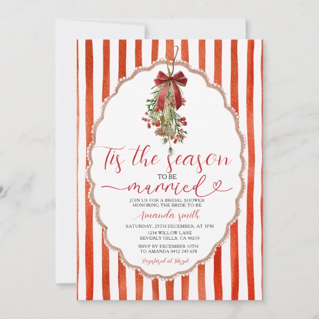 Invitation Red Tis The Season to Be Married Bridal Shower (Devant)