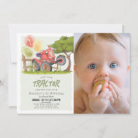 Red Tractor Farm Boy Photo 1er anniversaire